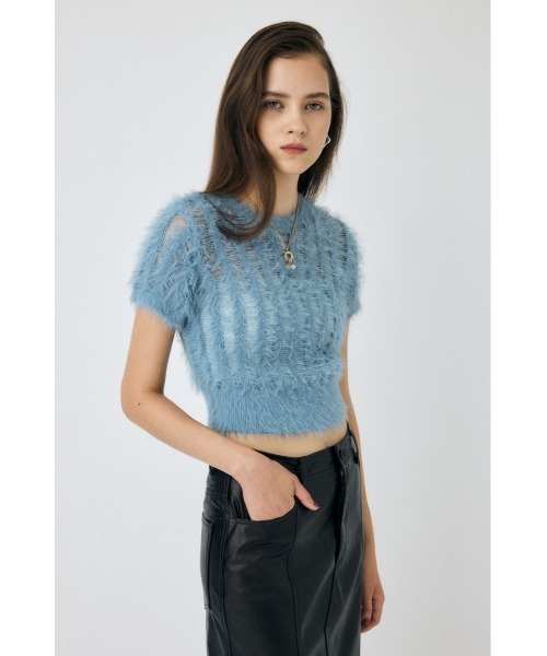MOUSSY(マウジー)の「SHEER SHAGGY ニット(ニット/セーター・レディース・ライトブラック/オフホワイト/ライトブルー・FREE)」の11枚目の写真