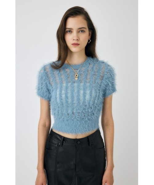MOUSSY(マウジー)の「SHEER SHAGGY ニット(ニット/セーター・レディース・ライトブラック/オフホワイト/ライトブルー・FREE)」の12枚目の写真