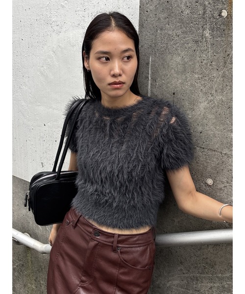 MOUSSY(マウジー)の「SHEER SHAGGY ニット(ニット/セーター・レディース・ライトブラック/オフホワイト/ライトブルー・FREE)」の22枚目の写真