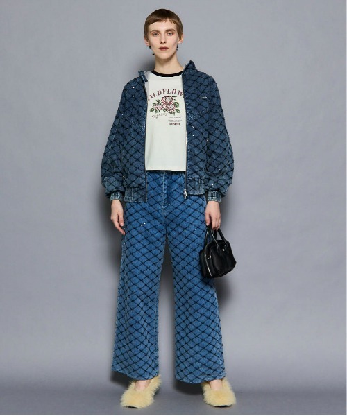 MAISON SPECIAL（メゾンスペシャル）の「Diamond Beads Embroidery Denim Pants/ダイヤビーズエンブロイダリーデニム■セットアップ対応■（デニムパンツ・レディース・ブルー/ブラック・36/38）」の7枚目の写真