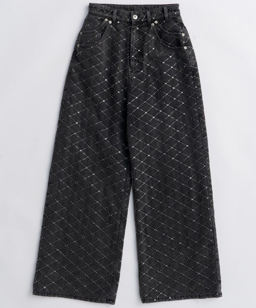 MAISON SPECIAL（メゾンスペシャル）の「Diamond Beads Embroidery Denim Pants/ダイヤビーズエンブロイダリーデニム■セットアップ対応■（デニムパンツ・レディース・ブルー/ブラック・36/38）」の11枚目の写真