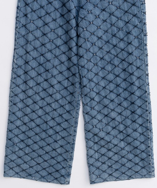 MAISON SPECIAL（メゾンスペシャル）の「Diamond Beads Embroidery Denim Pants/ダイヤビーズエンブロイダリーデニム■セットアップ対応■（デニムパンツ・レディース・ブルー/ブラック・36/38）」の14枚目の写真