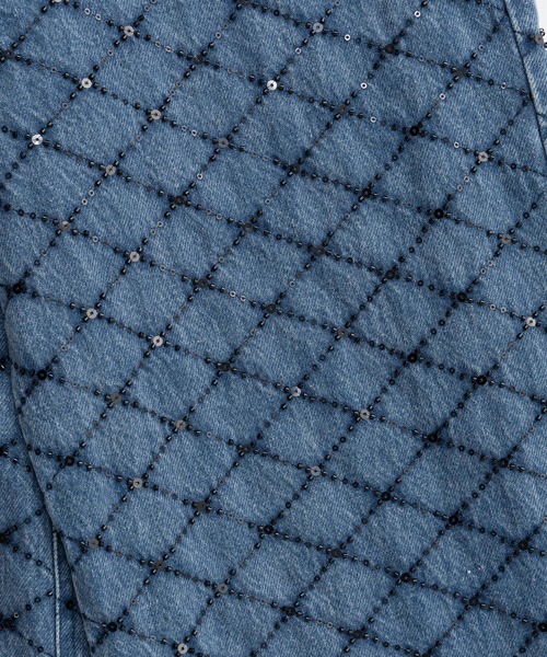 MAISON SPECIAL（メゾンスペシャル）の「Diamond Beads Embroidery Denim Pants/ダイヤビーズエンブロイダリーデニム■セットアップ対応■（デニムパンツ・レディース・ブルー/ブラック・36/38）」の15枚目の写真