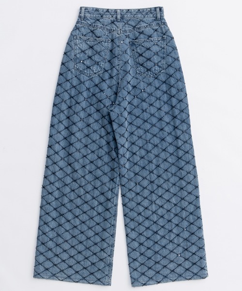 MAISON SPECIAL（メゾンスペシャル）の「Diamond Beads Embroidery Denim Pants/ダイヤビーズエンブロイダリーデニム■セットアップ対応■（デニムパンツ・レディース・ブルー/ブラック・36/38）」の16枚目の写真