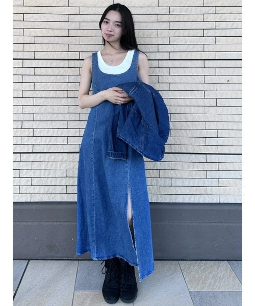 GAP（ギャップ）の「デニム ミディワンピース（ワンピース・レディース・インディゴブルー・XS/S/M/L/XXS）」の3枚目の写真