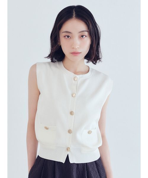LILY BROWN（リリーブラウン）の「金釦Vネックニットベスト（ニット