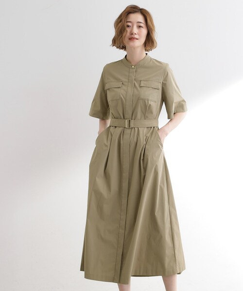 grove（グローブ）の「軽やかに決まる　ワークシャツワンピース（ワンピース・レディース・チャコールグレー/カーキ/レンガ・02/03/01/05/04）」の9枚目の写真