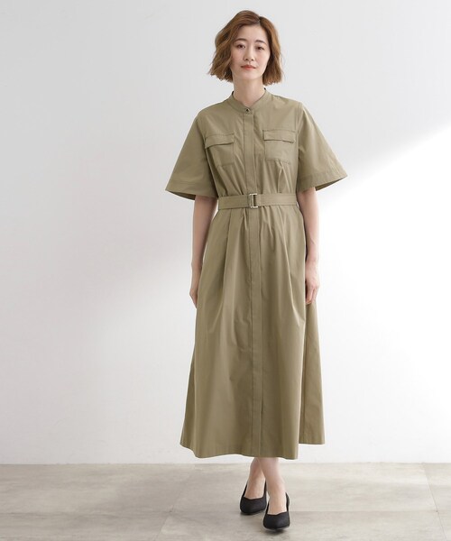 grove（グローブ）の「軽やかに決まる　ワークシャツワンピース（ワンピース・レディース・チャコールグレー/カーキ/レンガ・02/03/01/05/04）」の11枚目の写真