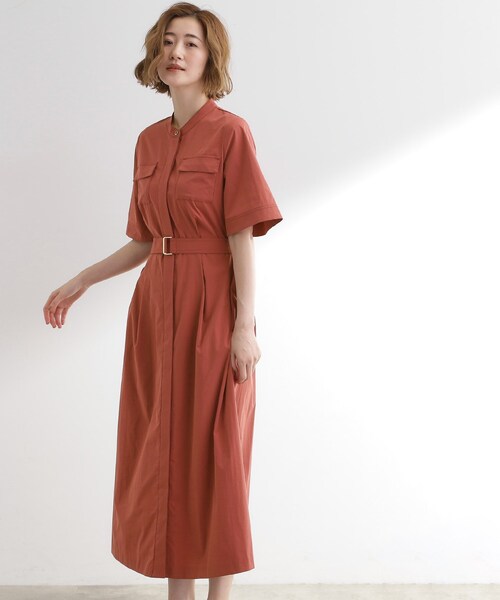 grove（グローブ）の「軽やかに決まる　ワークシャツワンピース（ワンピース・レディース・チャコールグレー/カーキ/レンガ・02/03/01/05/04）」の13枚目の写真