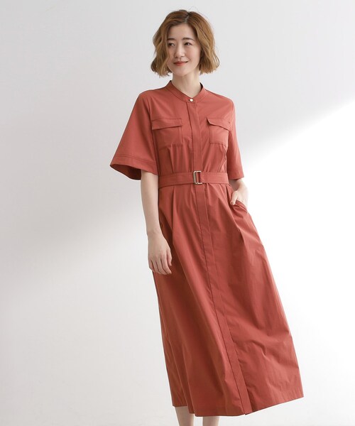 grove（グローブ）の「軽やかに決まる　ワークシャツワンピース（ワンピース・レディース・チャコールグレー/カーキ/レンガ・02/03/01/05/04）」の14枚目の写真