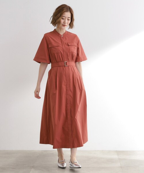 grove（グローブ）の「軽やかに決まる　ワークシャツワンピース（ワンピース・レディース・チャコールグレー/カーキ/レンガ・02/03/01/05/04）」の15枚目の写真