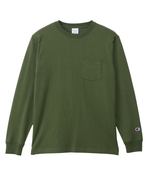 Champion（チャンピオン）の「Champion Long Sleeve Pocket T-Shirt Cotton 100（Tシャツ/カットソー・メンズ・ネイビー/グレー/オリーブ/ブラック/ホワイト・M/XL/L）」の4枚目の写真
