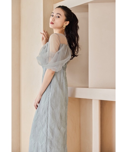 トルネードペンシルドレス 刺繍レース チュール パーティー