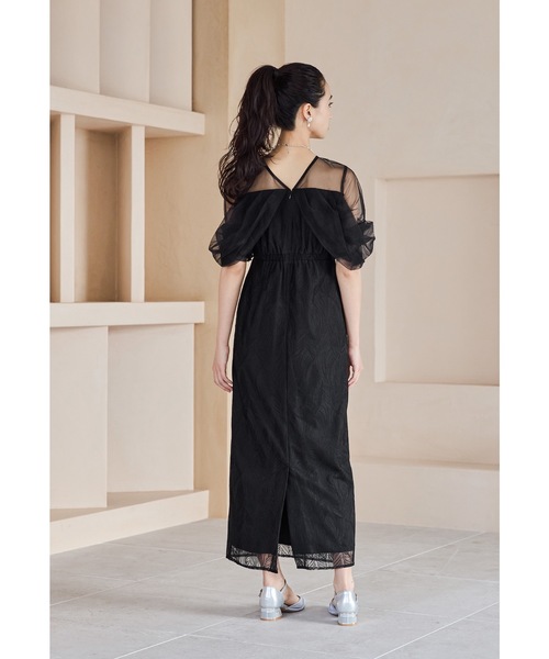 トルネードペンシルドレス 刺繍レース チュール パーティー