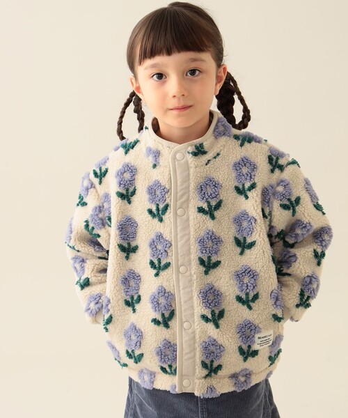 BEAMS mini（ビームスミニ）の「ジャカード ボア ブルゾン 2025FW（90～140cm）（ブルゾン・キッズ・ホワイト系その他5/ブルー系その他/ブラウン・90/100/110/120/130/140）」の9枚目の写真