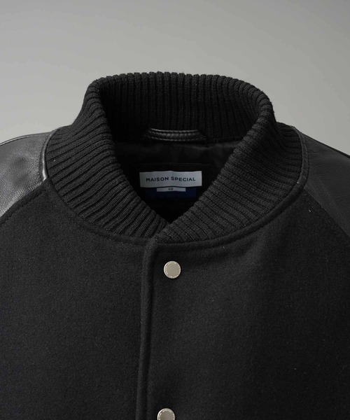 セミナード　シープレザースタジャン UNISEX》Sheep Leather Melton Combination Stadium Jacket