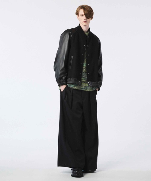 セミナード　シープレザースタジャン UNISEX》Sheep Leather Melton Combination Stadium Jacket