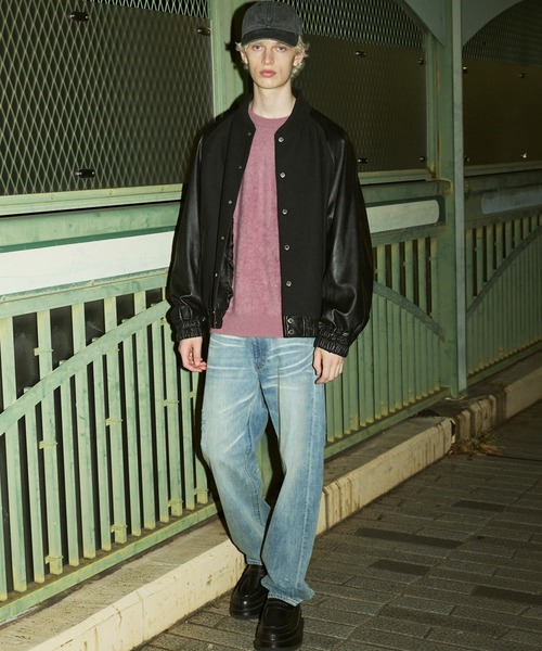 UNISEX》Sheep Leather Melton Combination Stadium Jacket/シープ