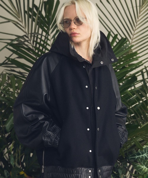 UNISEX》Sheep Leather Melton Combination Stadium Jacket/シープ