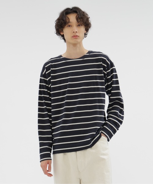 MHL.(エムエイチエル)の「SMOOTH COTTON JERSEY TOP(Tシャツ/カットソー・メンズ・ホワイト系その他6/ブラック/ホワイト・MEDIUM/LARGE)」の3枚目の写真