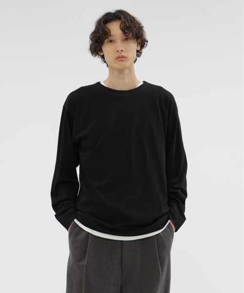 MHL.(エムエイチエル)の「SMOOTH COTTON JERSEY TOP(Tシャツ/カットソー・メンズ・ホワイト系その他6/ブラック/ホワイト・MEDIUM/LARGE)」の1枚目の写真
