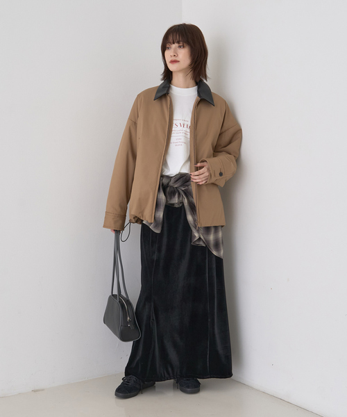 Rouge vif（ルージュヴィフ）の「ベロアフロントスリットスカート（スカート・レディース・ブラック/ベージュ・36/38）」の20枚目の写真