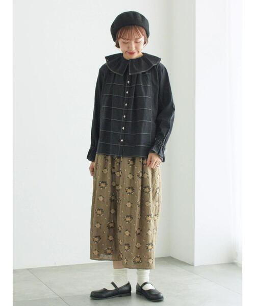 TSUHARU by Samansa Mos2（ツハルバイサマンサモスモス）の「フリル配色ステッチブラウス（シャツ/ブラウス・レディース・ブラック/キナリ/サックスブルー・F）」の17枚目の写真