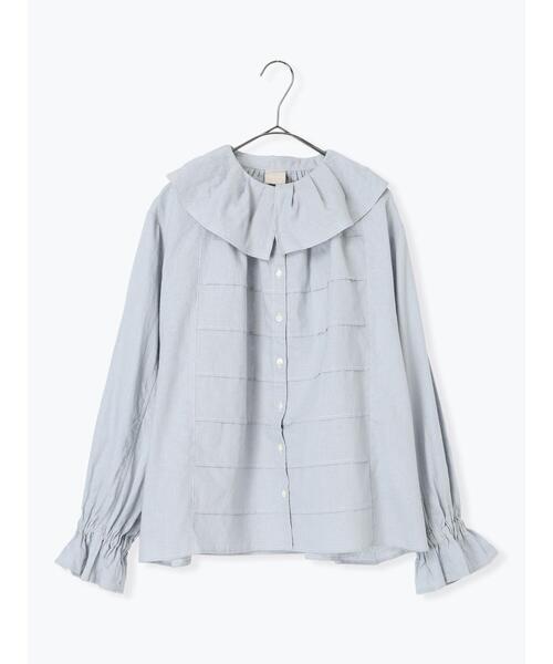 TSUHARU by Samansa Mos2（ツハルバイサマンサモスモス）の「フリル配色ステッチブラウス（シャツ/ブラウス・レディース・ブラック/キナリ/サックスブルー・F）」の19枚目の写真