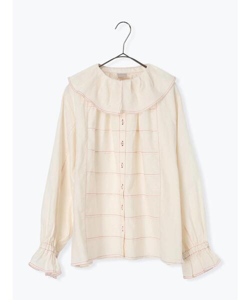 TSUHARU by Samansa Mos2（ツハルバイサマンサモスモス）の「フリル配色ステッチブラウス（シャツ/ブラウス・レディース・ブラック/キナリ/サックスブルー・F）」の20枚目の写真