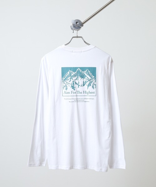 FUNALIVE(ファンアライブ)の「プリント ロングTシャツ Printed long sleeve T-shirt unisex(Tシャツ/カットソー・メンズ・サックスブルー/ネイビー/ブラック系2/ブラック系5/ブラック系4/ブラック系3/チャコール/キナリ/ホワイト系1/ホワイト系2/ホワイト系3/ブラック系1/オフホワイト/ヘザーグレー/オートミール/杢グレー/ブラック/ベージュ/ラベンダー/チャコールグレー・L/XL/M)」の2枚目の写真