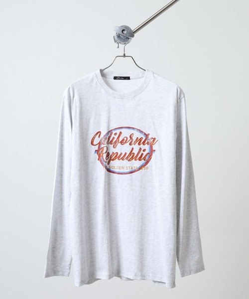 FUNALIVE(ファンアライブ)の「プリント ロングTシャツ Printed long sleeve T-shirt unisex(Tシャツ/カットソー・メンズ・サックスブルー/ネイビー/ブラック系2/ブラック系5/ブラック系4/ブラック系3/チャコール/キナリ/ホワイト系1/ホワイト系2/ホワイト系3/ブラック系1/オフホワイト/ヘザーグレー/オートミール/杢グレー/ブラック/ベージュ/ラベンダー/チャコールグレー・L/XL/M)」の3枚目の写真