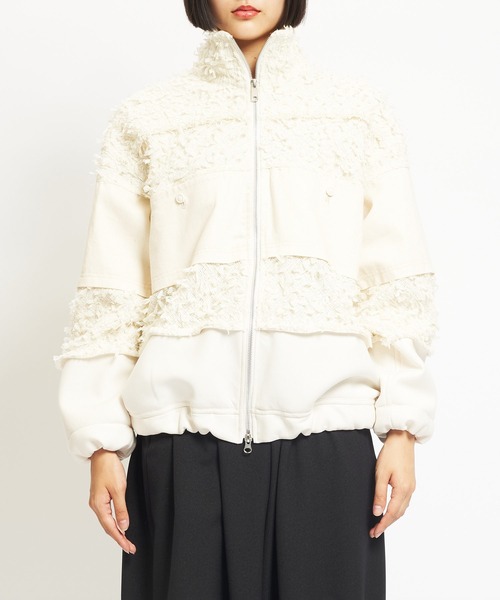 gomme（ゴム）の「ヴィエナツイード　マルチジャケット（ブルゾン・レディース・ブラック/アイボリー・MEDIUM）」の3枚目の写真