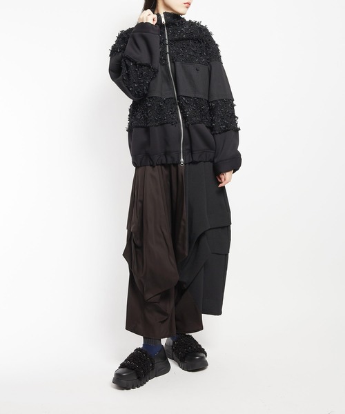 gomme（ゴム）の「ヴィエナツイード　マルチジャケット（ブルゾン・レディース・ブラック/アイボリー・MEDIUM）」の6枚目の写真