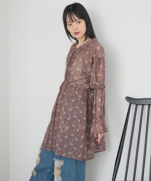 RETRO GIRL（レトロガール）の「花柄シフォンチュニックOP（チュニック・レディース・ブラック/キャメル・FREE）」の10枚目の写真
