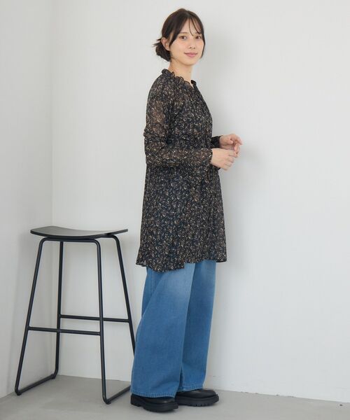 RETRO GIRL（レトロガール）の「花柄シフォンチュニックOP（チュニック・レディース・ブラック/キャメル・FREE）」の12枚目の写真