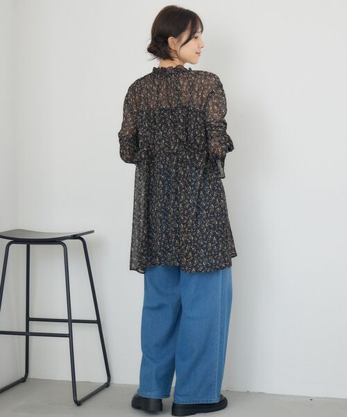 RETRO GIRL（レトロガール）の「花柄シフォンチュニックOP（チュニック・レディース・ブラック/キャメル・FREE）」の13枚目の写真
