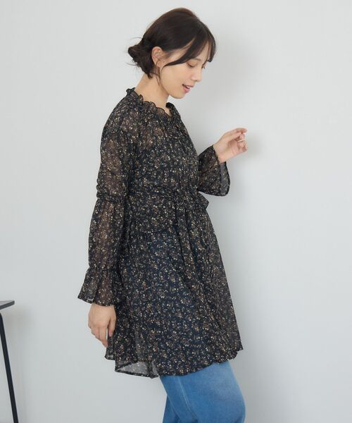 RETRO GIRL（レトロガール）の「花柄シフォンチュニックOP（チュニック・レディース・ブラック/キャメル・FREE）」の16枚目の写真