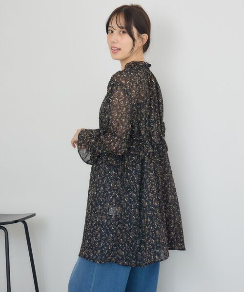 RETRO GIRL（レトロガール）の「花柄シフォンチュニックOP（チュニック・レディース・ブラック/キャメル・FREE）」の18枚目の写真