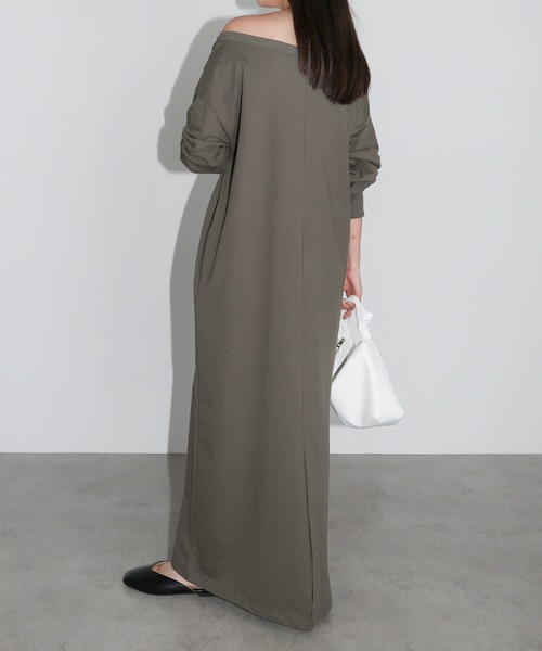 andme（アンドミー）の「オフショルダースウェットワンピース（ワンピース・レディース・チャコールグレー/ブラック/ネイビー・M/MT）」の18枚目の写真