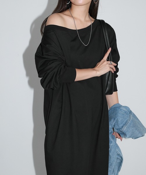 andme（アンドミー）の「オフショルダースウェットワンピース（ワンピース・レディース・チャコールグレー/ブラック/ネイビー・M/MT）」の11枚目の写真