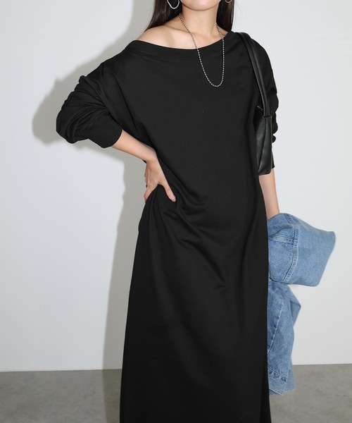 andme（アンドミー）の「オフショルダースウェットワンピース（ワンピース・レディース・チャコールグレー/ブラック/ネイビー・M/MT）」の12枚目の写真