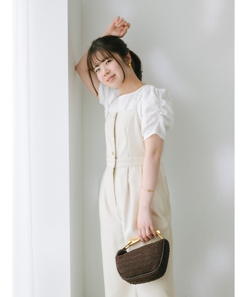 COHINA(コヒナ)の「デニムライクキャミサロペット 【低身長・小柄女性】(つなぎ/オールインワン・レディース・ホワイト/ブラック・SHORT/REGULAR)」の4枚目の写真