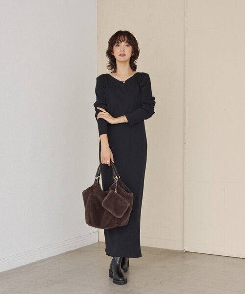 全骨格細見え】NEW2WAYロングリブワンピース（ワンピース