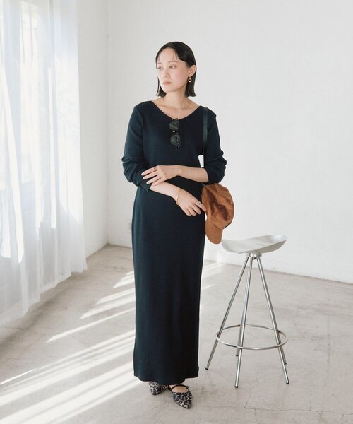 全骨格細見え】NEW2WAYロングリブワンピース（ワンピース）｜RIVE