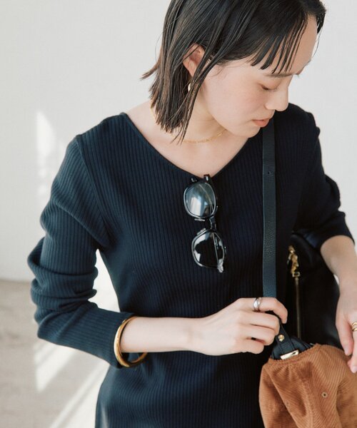 RIVE DROITE(リヴドロワ)の「【全骨格細見え】NEW2WAYロングリブワンピース(ワンピース・レディース・ブラック/ブラウン/グレイッシュベージュ・40/FREE/36)」の11枚目の写真