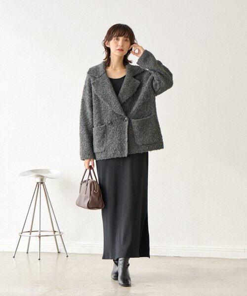 ☆美品☆リブドロワ 全骨格細見え2WAYロングリブワンピース サイズ36 全骨格細見え】2WAYロングリブワンピース | RIVE DROITE