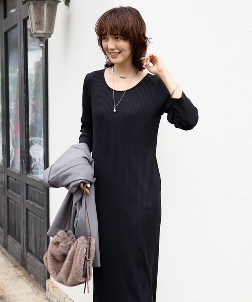 全骨格細見え】NEW2WAYロングリブワンピース（ワンピース）｜RIVE