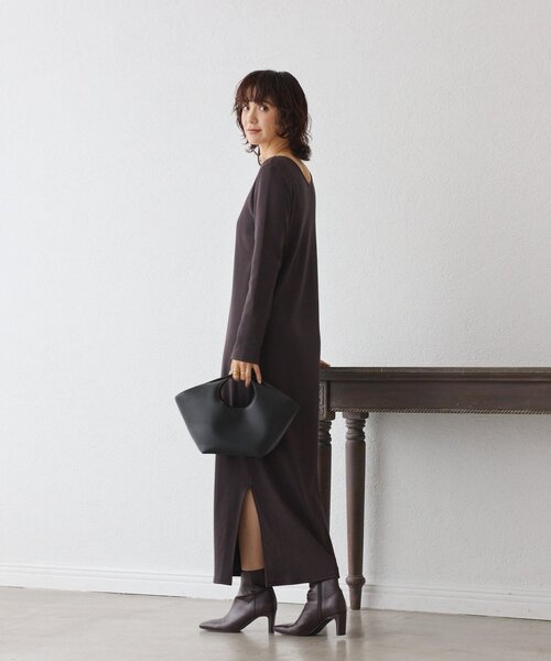 RIVE DROITE（リヴドロワ）の「【全骨格細見え】NEW2WAYロングリブワンピース（ワンピース・レディース・ブラック/ブラウン/グレイッシュベージュ・40/FREE/36）」の14枚目の写真
