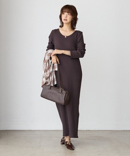 全骨格細見え】NEW2WAYロングリブワンピース（ワンピース