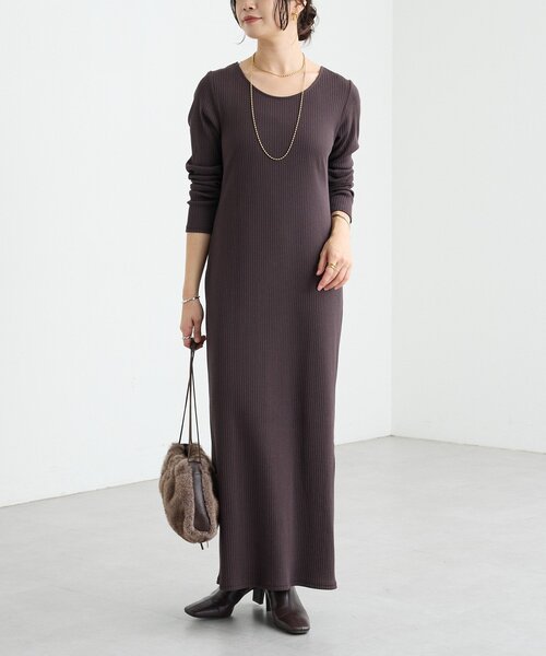 美品☆リヴドロワの【全骨格細見え】2WAYロングリブワンピース 全骨格細見え】2WAYロングリブワンピース | RIVE DROITE(リヴドロワ